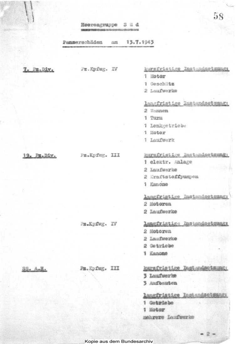 II. SS-Panzerkorps: Tagesmeldung vom 11.7.1943 - Page 1